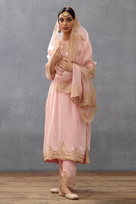 Torani_Pink , Cotton, , Embroidery, Gul Mohar Urvi Kurta Set _at_Aza_Fashions