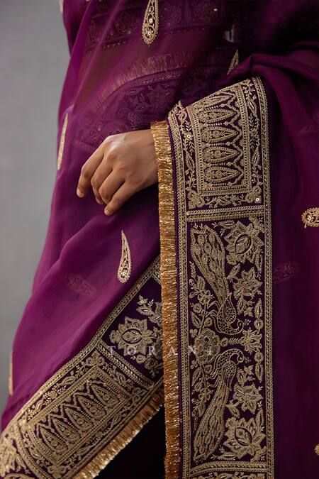 Torani_Purple Silk Organza Hand Embroidered Dori Gul Rez Amruta Saree  _Online_at_Aza_Fashions