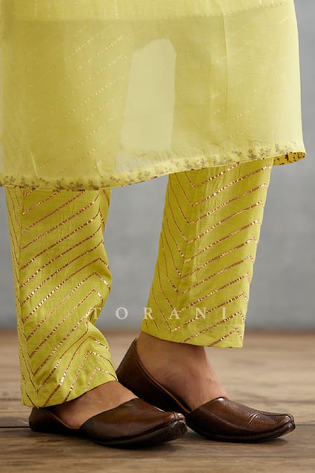 Buy Torani Yellow Silk Organza, Cotton Gul Mina Revathi Dori Embroidered Kurta And Pant Set Online at Aza Fashions Buy_Torani_Yellow Silk Organza, Cotton Gul Mina Revathi Dori Embroidered Kurta And Pant Set _Online_at_Aza_Fashions