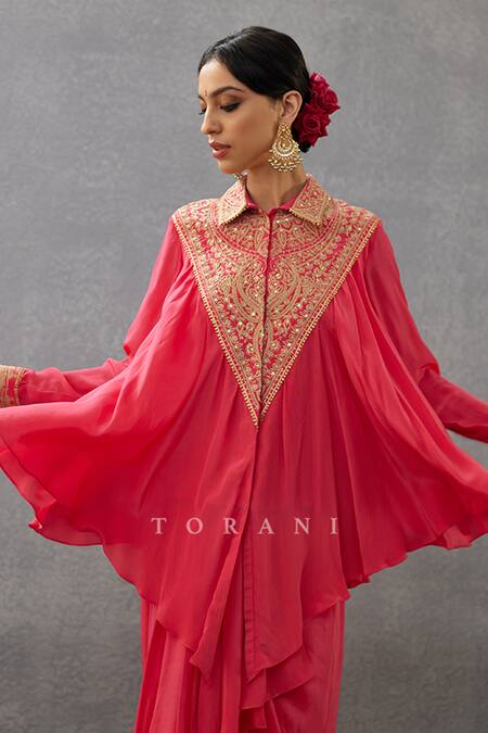 Buy Torani Pink Cotton, Silk Embroidery, Sequins Collared Floral Kameez And Dhoti Set Online at Aza Fashions Buy_Torani_Pink Cotton, Silk Embroidery, Sequins Collared Floral Kameez And Dhoti Set _Online_at_Aza_Fashions