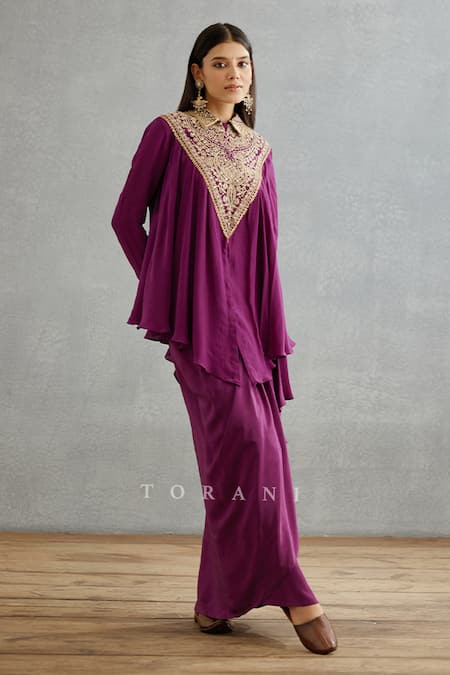 Torani Gul Rez Saroja Kameez Shirt & Dhoti Draped Skirt Set 