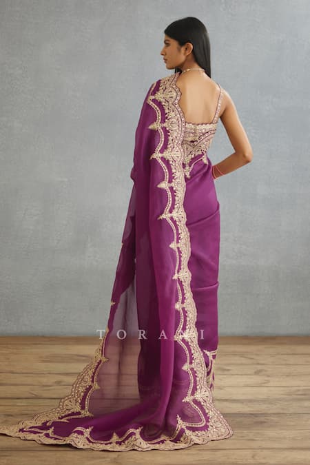 Shop Torani Purple Cotton, Silk Organza Embroidery, Sequins Gul Rez Idika Dori Border Saree at Aza Fashions Shop_Torani_Purple Cotton, Silk Organza Embroidery, Sequins Gul Rez Idika Dori Border Saree _at_Aza_Fashions