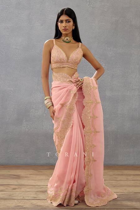 Buy Torani Pink Cotton, Silk Embroidery Sweetheart Gul Mohar Idika Floral Border Blouse Online at Aza Fashions Buy_Torani_Pink Cotton, Silk Embroidery Sweetheart Gul Mohar Idika Floral Border Blouse _Online_at_Aza_Fashions