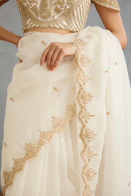 Torani Ivory Silk Organza Embroidery Gul Bano Nayantara Placement Saree Online at Aza Fashions Torani_Ivory Silk Organza Embroidery Gul Bano Nayantara Placement Saree _Online_at_Aza_Fashions