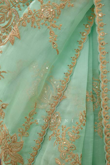 Buy_Torani_Green Silk Organza Hand Embroidery Dori Gul Neer Daavya Saree  
