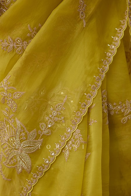 Torani Yellow Silk Organza Embroidery Gul Mehtab Daavya Hand Saree Online at Aza Fashions Torani_Yellow Silk Organza Embroidery Gul Mehtab Daavya Hand Saree _Online_at_Aza_Fashions
