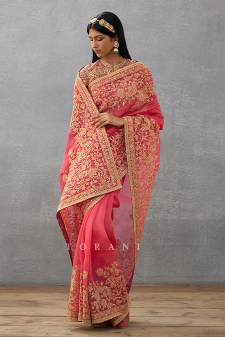 Torani Pink Silk Organza Embroidery Hand Gul Yashoda Saree Online at Aza Fashions Torani_Pink Silk Organza Embroidery Hand Gul Yashoda Saree _Online_at_Aza_Fashions