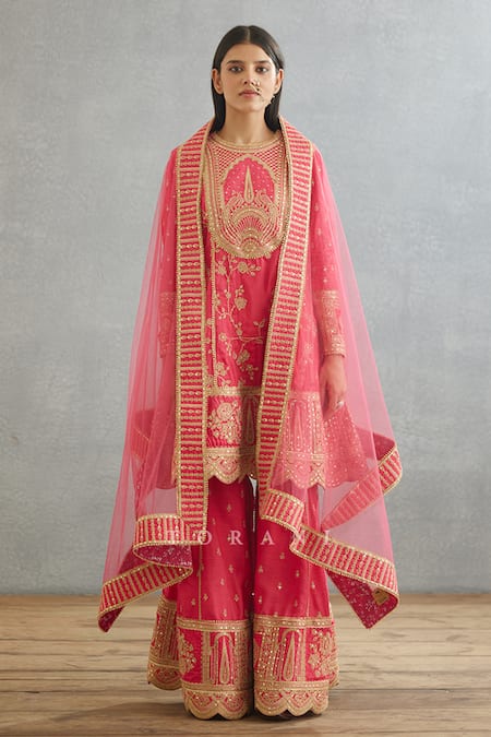Buy Torani Pink Silk, Net Sequins, Lace, Embroidery Gul Kand Meera Anarkali Sharara Set Online at Aza Fashions Buy_Torani_Pink Silk, Net Sequins, Lace, Embroidery Gul Kand Meera Anarkali Sharara Set _Online_at_Aza_Fashions