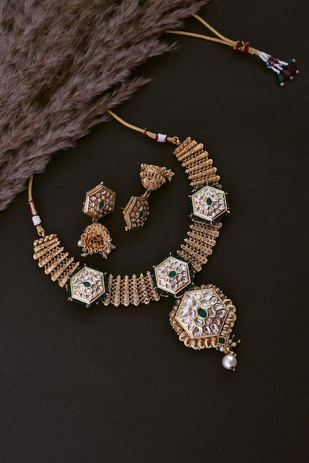 Swabhimann Kundan Embellished Necklace Set 