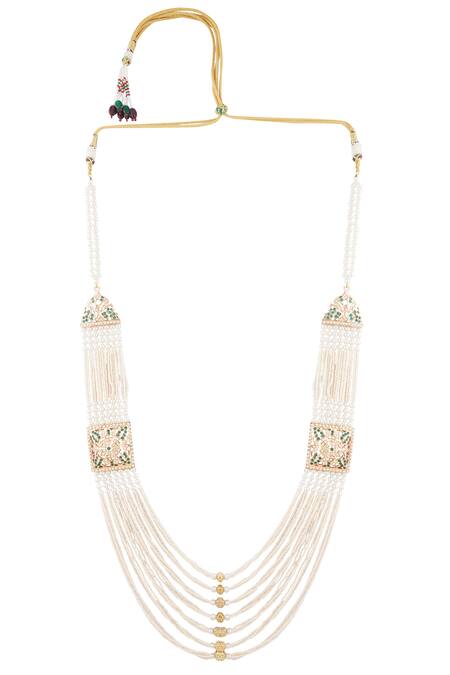 Shop_Moh-Maya By Disha Khatri_Gold Plated Bead Necklace _at_Aza_Fashions