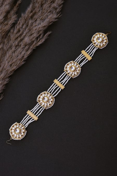 Shop_Swabhimann_Gold Plated Kundan Embellished Mathapatti _at_Aza_Fashions