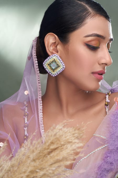 Buy YouBella Pink Stone-Studded Diamond Shaped Dangler Earrings Online At  Best Price @ Tata CLiQ