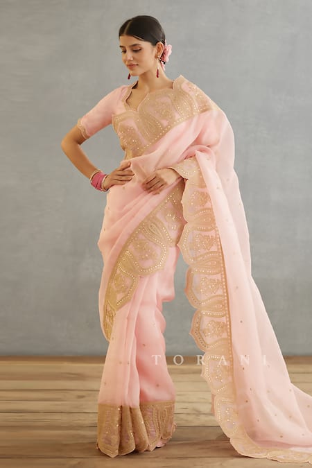 Buy Torani Pink Handloom Cotton Embroidery Gul Mohar Jasmeet Handwoven Chanderi Blouse Online at Aza Fashions Buy_Torani_Pink Handloom Cotton Embroidery Gul Mohar Jasmeet Handwoven Chanderi Blouse _Online_at_Aza_Fashions