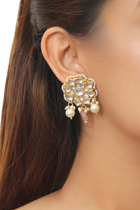 Riana Jewellery Floral Stone Stud Earrings 