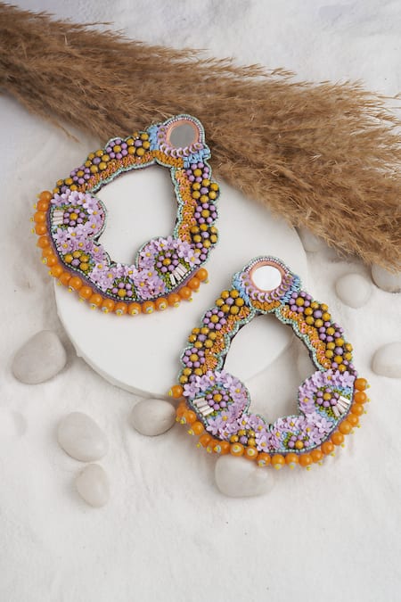 Torque By Merge Sequin Flower Embellished Boho Earrings 