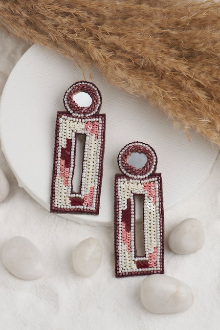 Shop Torque By Merge Multi Color Mirrors, Sequins, Stones And Embellished Earrings at Aza Fashions Shop_Torque By Merge_Multi Color Mirrors, Sequins, Stones And Embellished Earrings _at_Aza_Fashions