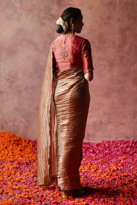 Begum Zari Tissue Saree With Embroidered Blouse 