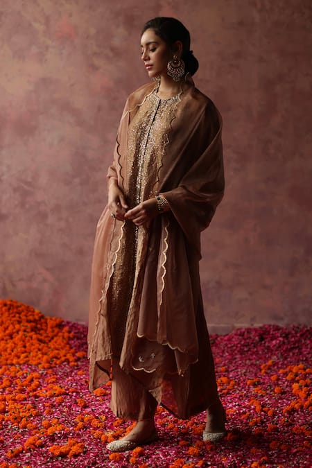 Shop Begum Gold Silk, Satin, Organza Sequins, Gota Patti Paakizah Embroidered Kurta Set Online at Aza Fashions Shop_Begum_Gold Silk, Satin, Organza Sequins, Gota Patti Paakizah Embroidered Kurta Set _Online_at_Aza_Fashions