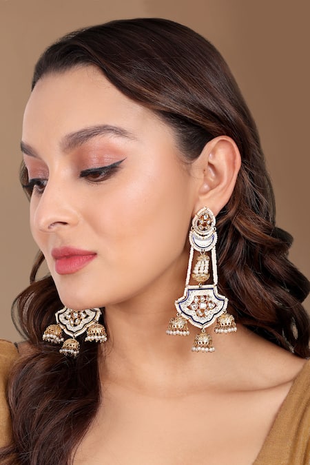 Tizora Meenakari Pearl Studded Earrings 