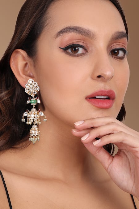 Tizora Kundan Double Layered Jhumkas 