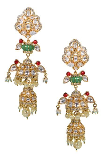 Tizora Kundan Double Layered Jhumkas 