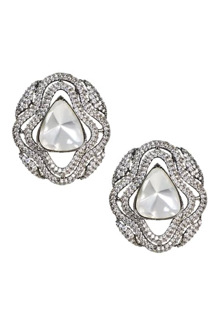 Tizora Triangle Shaped Faux Diamond Stud Earrings 