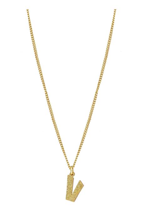 Tiny Letter V Pendant Charm Necklace in Solid 14k Gold – Violet and Mable