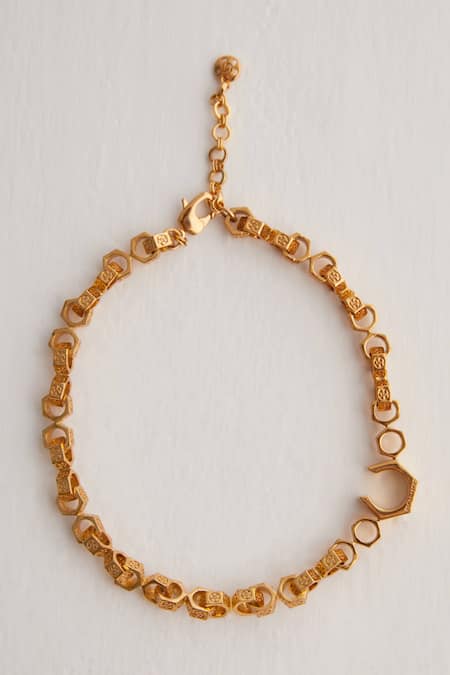 Shop Outhouse Gold Plated Poppi Bolt Link Necklace at Aza Fashions Shop_Outhouse_Gold Plated Poppi Bolt Link Necklace _at_Aza_Fashions