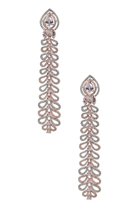 Tizora Teardrop Leaf Pattern Earrings 