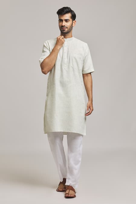 Arihant Rai Sinha Checkered Woven Kurta 