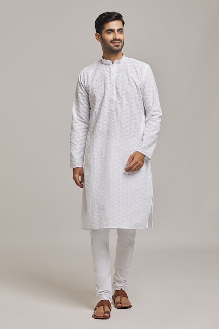 Arihant Rai Sinha Cotton Chikankari Embroidered Kurta Set 