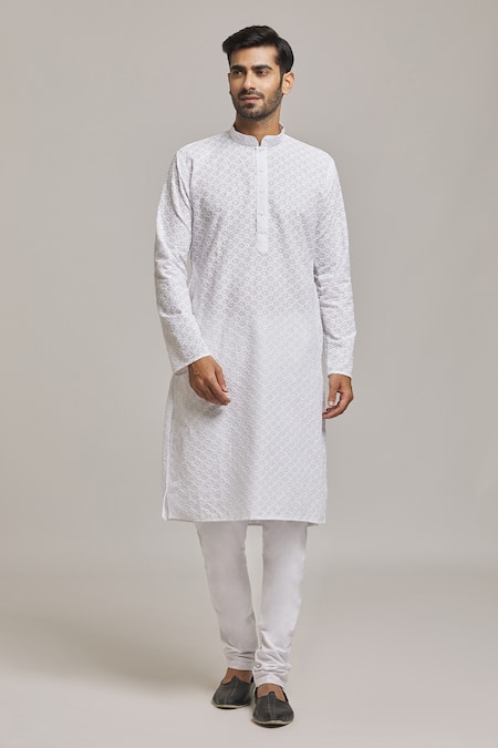 Arihant Rai Sinha Cotton Floral Embroidered Kurta Set 