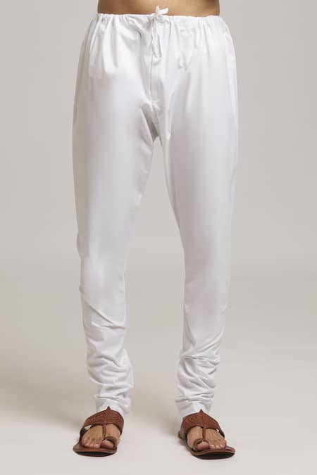 Arihant Rai Sinha_Grey Cotton, Linen Band Collar Plain Kurta Set _Online_at_Aza_Fashions