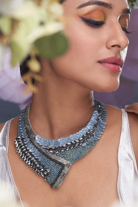 Torque By Merge Multi Color Sequin Embellished Choker 