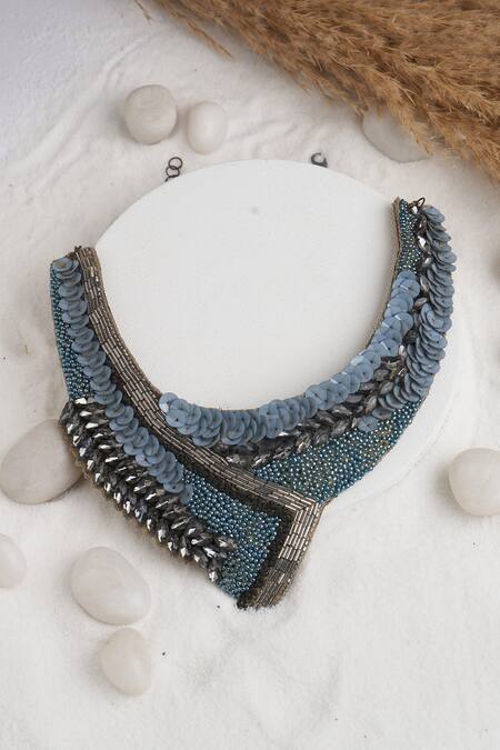 Shop Torque By Merge Multi Color Sequin Embellished Choker at Aza Fashions Shop_Torque By Merge_Multi Color Sequin Embellished Choker _at_Aza_Fashions