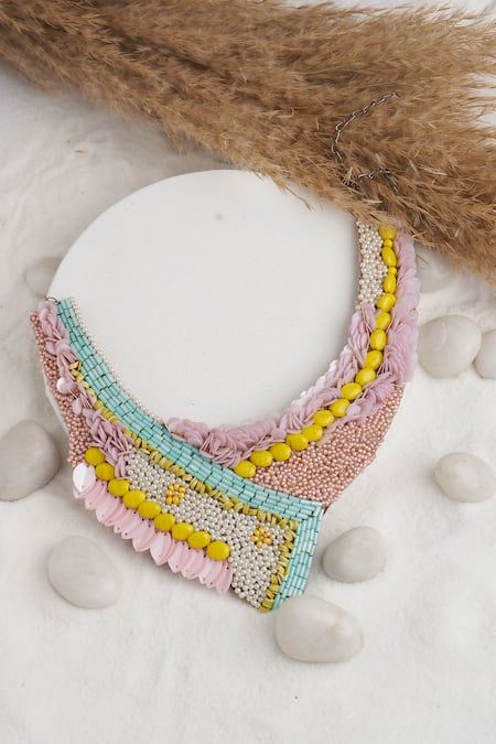 Shop Torque By Merge Multi Color Bead Embellished Choker at Aza Fashions Shop_Torque By Merge_Multi Color Bead Embellished Choker _at_Aza_Fashions