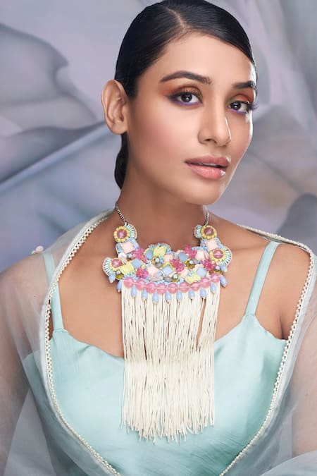 Torque By Merge Multi Color Stone Embellished Choker Necklace