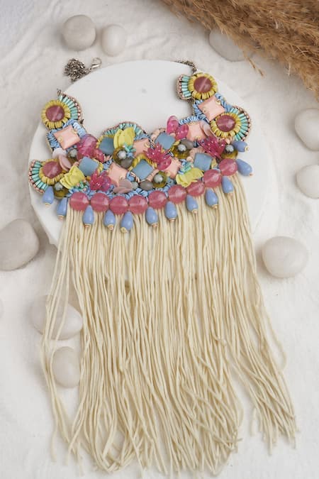 Shop Torque By Merge Multi Color Stone Embellished Choker Necklace at Aza Fashions Shop_Torque By Merge_Multi Color Stone Embellished Choker Necklace _at_Aza_Fashions