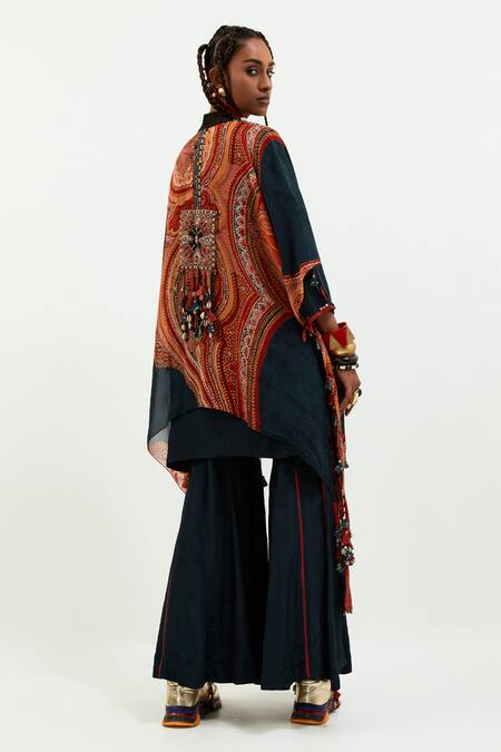 Shop Aseem Kapoor Blue Silk, Crepe Tassels Open Neck Veni Embroidered Jacket at Aza Fashions Shop_Aseem Kapoor_Blue Silk, Crepe Tassels Open Neck Veni Embroidered Jacket_at_Aza_Fashions