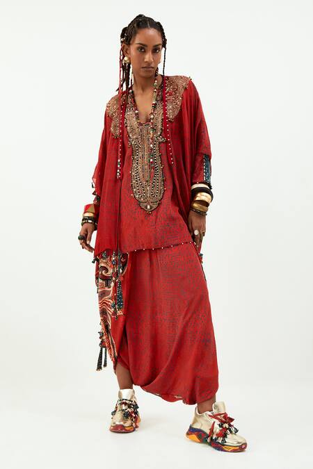 Buy Aseem Kapoor Red Silk Tassels, Embroidery Open Neck Veni Jacket Online at Aza Fashions Buy_Aseem Kapoor_Red Silk Tassels, Embroidery Open Neck Veni Jacket_Online_at_Aza_Fashions