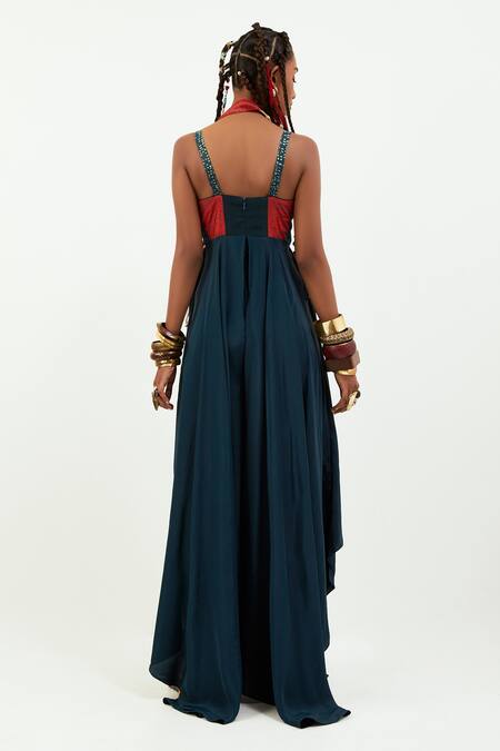 Shop Aseem Kapoor Blue Crepe Embroidery Sweetheart Neck Ruhani Zari And Marodi Jumpsuit at Aza Fashions Shop_Aseem Kapoor_Blue Crepe Embroidery Sweetheart Neck Ruhani Zari And Marodi Jumpsuit_at_Aza_Fashions