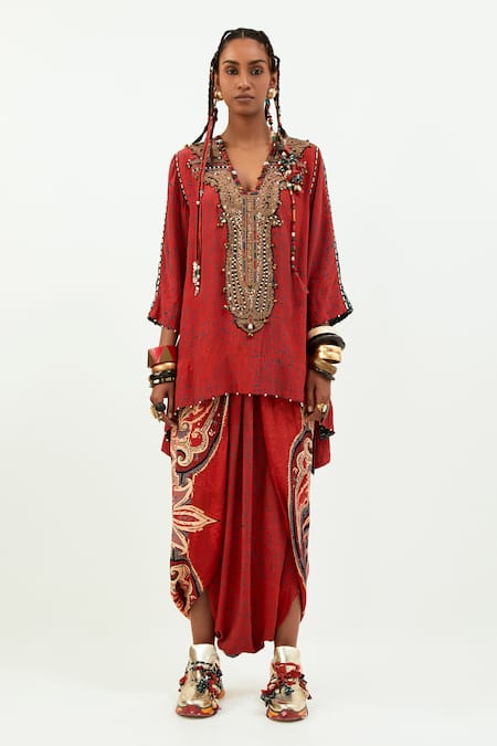 Aseem Kapoor Mitra Printed Kurta & Draped Trouser Set 