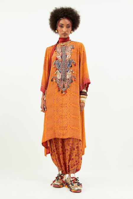 Aseem Kapoor Mitra Paisley Embroidered Bodice Kurta With Draped Trouser 