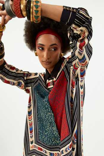 Shop_Aseem Kapoor_Multi Color Crepe Sequins Collared Atri Chevron Print Shirt With Sharara_Online_at_Aza_Fashions