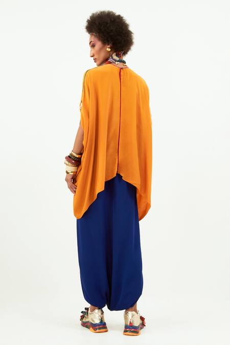 Shop Aseem Kapoor Yellow Crepe Sequins, Beads V-neck Fizaa Kaftan Tunic With Contrast Trouser at Aza Fashions Shop_Aseem Kapoor_Yellow Crepe Sequins, Beads V-neck Fizaa Kaftan Tunic With Contrast Trouser_at_Aza_Fashions