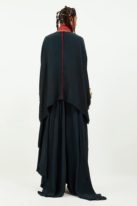 Shop Aseem Kapoor Blue Crepe Embroidery V-neck Fizaa Asymmetric Hem Kaftan Tunic at Aza Fashions Shop_Aseem Kapoor_Blue Crepe Embroidery V-neck Fizaa Asymmetric Hem Kaftan Tunic _at_Aza_Fashions