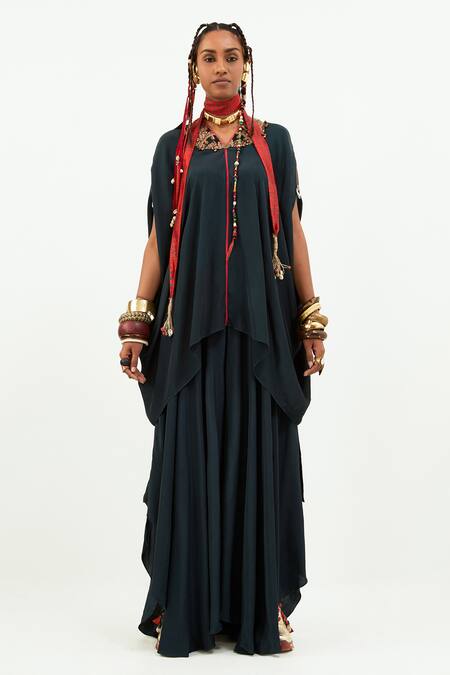 Buy Aseem Kapoor Blue Crepe Embroidery V-neck Fizaa Asymmetric Hem Kaftan Tunic Online at Aza Fashions Buy_Aseem Kapoor_Blue Crepe Embroidery V-neck Fizaa Asymmetric Hem Kaftan Tunic _Online_at_Aza_Fashions