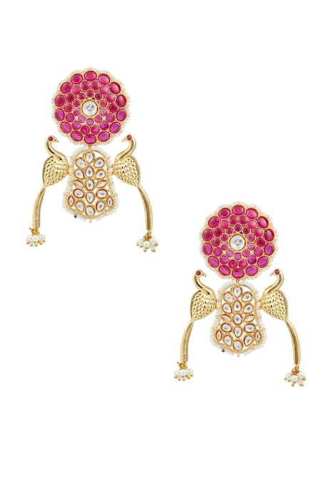 Khushi Jewels Peacock Shape Dangler Earrings 