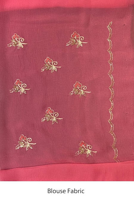 Shop_Priyal Bhardwaj_Pink Chiffon Sequins, Embroidery Floral Saree _Online_at_Aza_Fashions