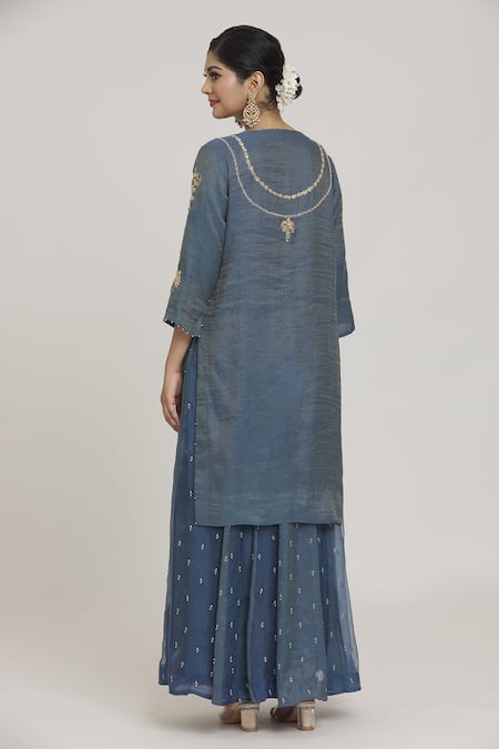 Sozenkari Pearl Embroidered Kurta Lehenga Set 